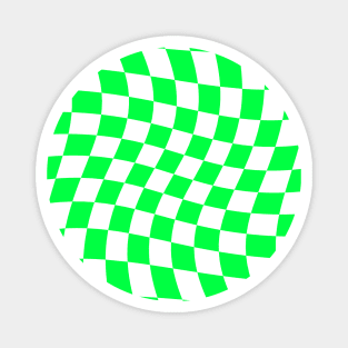 Twisted Checkered Square Pattern - Green Tones Magnet